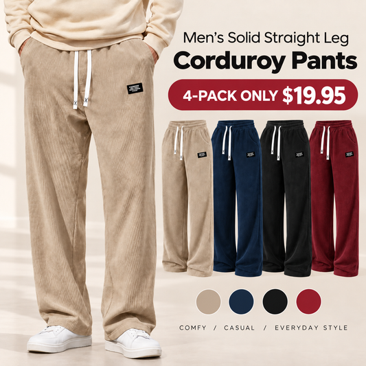 [LAST DAY SALE] Men's Relaxed Straight Leg Corduroy Pants - 100% Cotton