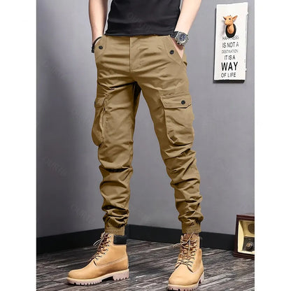 Men’s Multi-Color Cargo Joggers – Multi-Pocket Casual Pants