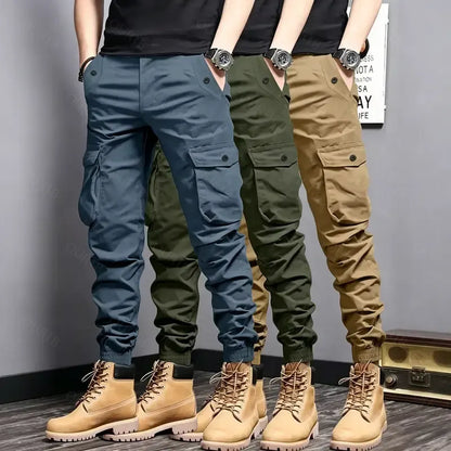 Men’s Multi-Color Cargo Joggers – Multi-Pocket Casual Pants