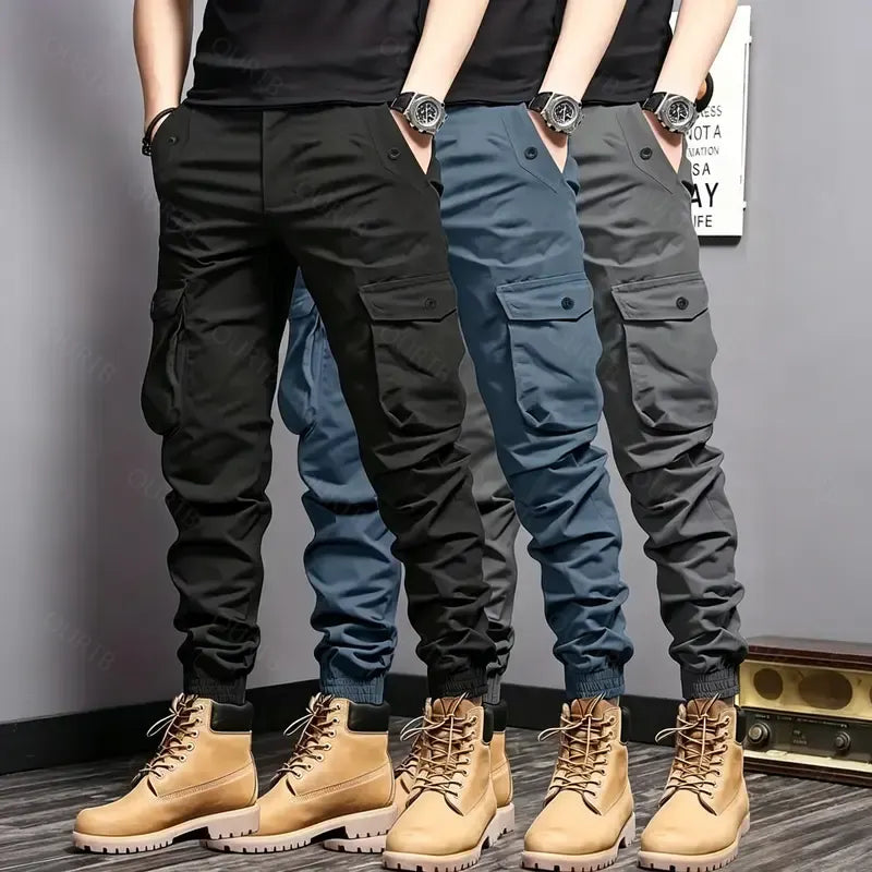 Men’s Multi-Color Cargo Joggers – Multi-Pocket Casual Pants